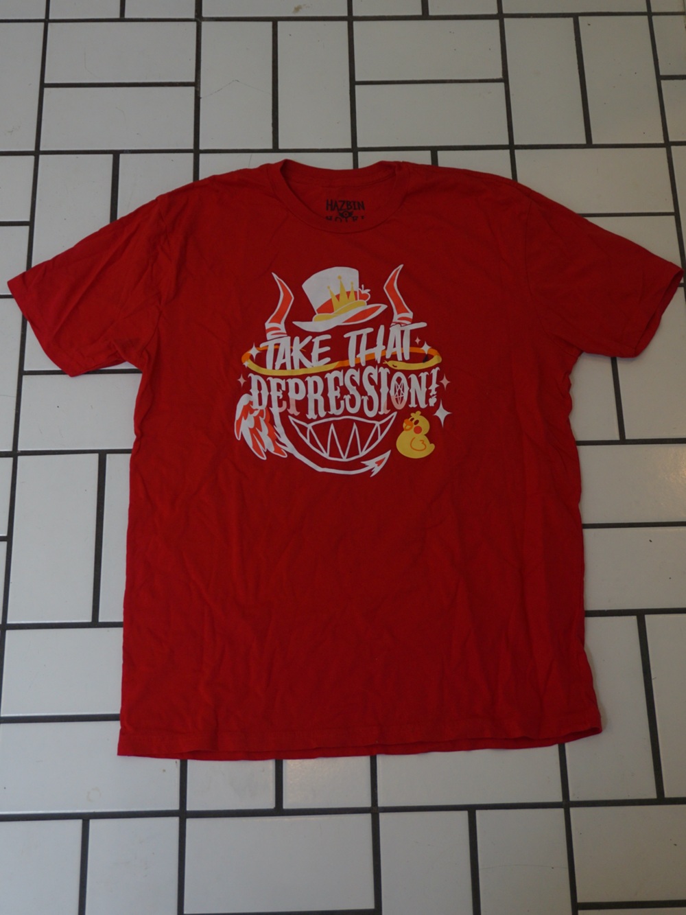 Hot Topic Red Hazbin Hotel Graphic Tee with Black Print